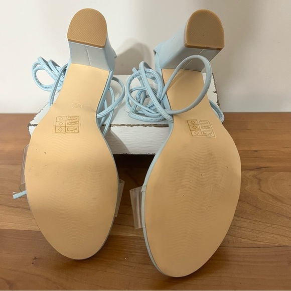 Allegra K Women's Clear Strap Chunky Block Heel Lace Up Sandals Size 7.5 In Blue - Picture 6 of 9